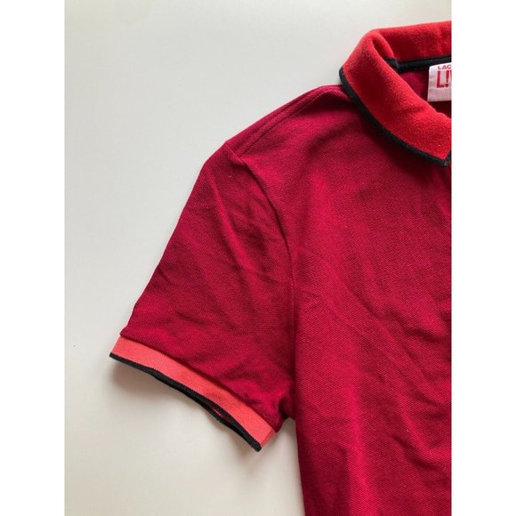 Men's LACOSTE LIVE F8329 Red Coral Logo Cotton Pique Knit Polo, Size 4 / M - Picture 4 of 13